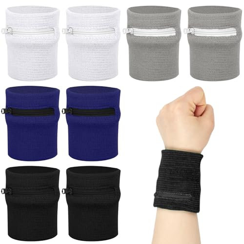 Scettar Schweißband Handgelenk,Handgelenktasche Herren,Handgelenktasche Wasserdicht,Zum Joggen,Walken,Radfahren,Laufen Und Yoga（Schwarz/Weiß/Gra/Blau