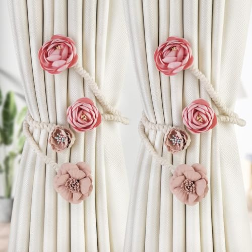 legacci per tende, legacci per tende, Fermatenda for tende da 2 pezzi Fermatenda a forma di fiore for tende, Fermatenda decorativo elegante Fermatenda for tenda Decorativo for la camera della ragazza,