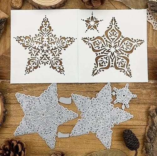 Paleery@FC Christmas Star Lace Metal Die Cuts, Merry Christmas Snowflake Cutting Dies, Scrapbooking Decorative Embossing Paper Scrapbooking Card Making