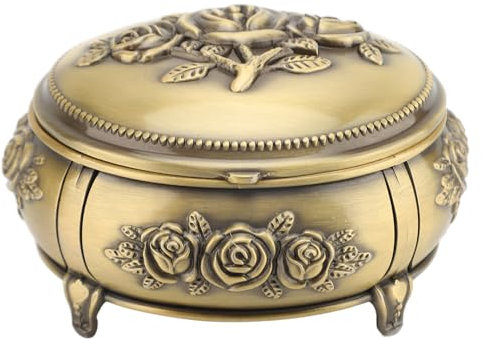 Yechiry Antike Schmuckschatulle, Schmuckschatulle aus Zinklegierungsmetall mit Blumenmustern, Weit Verbreitete Dekorative Andenkenschatulle | Vintage Schmuckkästchen für Halskettenringe