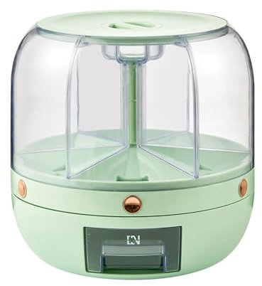 Sunicon Serbatoio di stoccaggio dei cereali ruotabile a 6 griglie, distributore di alimenti rotante a 360° Uscita con un clic Dispenser di cereali rotondi per stoccaggio di riso