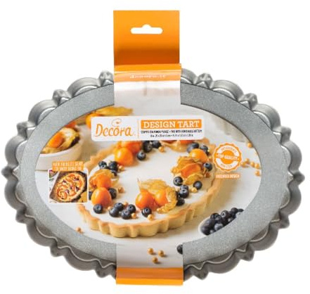 Dream' s Party Teglia Design Tart Crostata Ovale 29x20x3cm - stampo in metallo antiaderente con fondo removibile per torte e dolci - perfetto per realizzare preparazioni dolci e salate