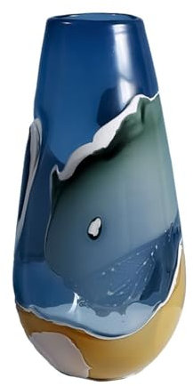 FAJNUZI2024 Blumenvase Kreative Blaue Glasvase, Dekoration, modernes Wohnzimmer, Teetisch, Desktop, Hydrokultur, Hydrokultur, Blumenarrangement, dekorative Flasche Vasen Deko