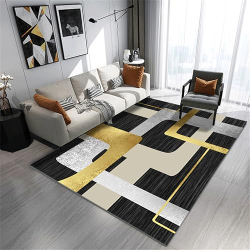 RUGMRZ Teppich Boden 300X400Cm Reinigung 5 Baby Auslegware Geometrisches Minimalistisches Kristall Samt Sofa Komplett In Schwarz Bezogen