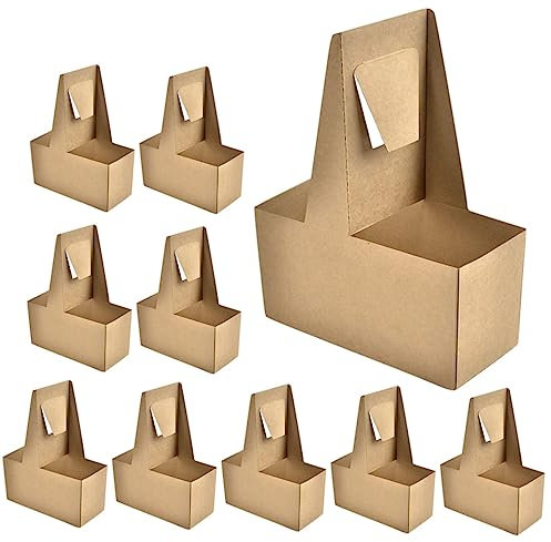 Amosfun Portavasos de Papel Asa para 2 Vasos, Diseño de 2 Orificios, 10 Unidades, Adecuado para Café y Bebidas para Llevar