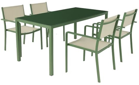 Salone Negozio Online Set da pranzo per esterno giardino completo di tavolo e 4 sedie modello MINIMAL