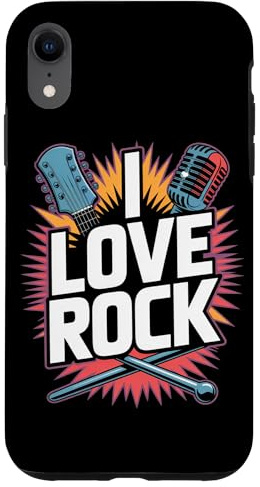 I Love Rock Microphone pour Batterie Coque pour iPhone XR