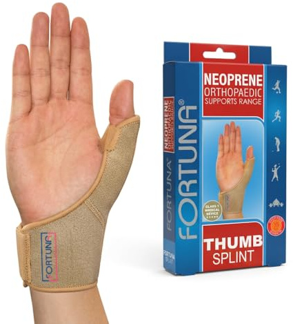 Fortuna Neoprene Thumb Splint Support – Brace & Spica Splint for Arthritis, Carpal Tunnel, Trigger Thumb, Pain Relief & Recovery – Left & Right Hand Protector (Small 14cm-16cm)