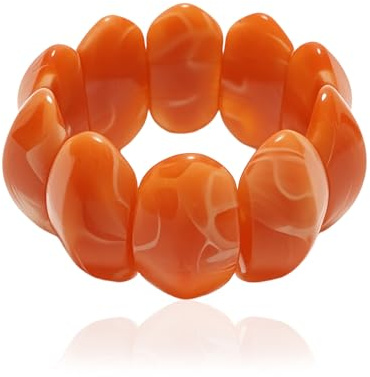 CZMZHFC Orange armband för kvinnor, harts armringar töjbart oregelbundet geometriskt armband för kvinnor bal semester smycken gåva