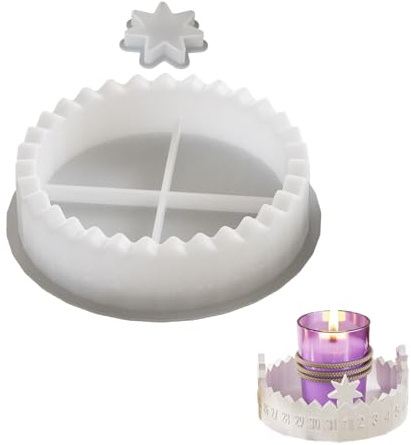 Silicone Corona dell'Avvento con conto alla rovescia – Forma natalizia per gesso, resina epossidica, candele e decorazioni fai da te
