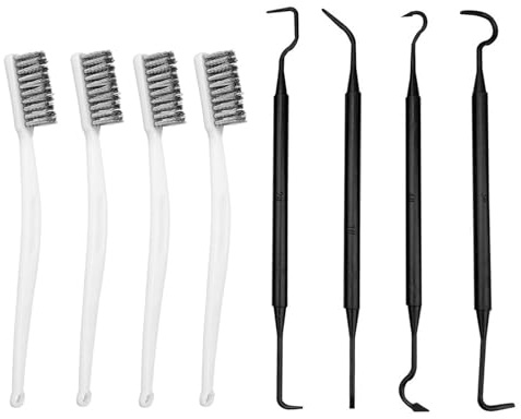 4 Teiliges Drahtbürsten-Set, Bürsten und 4 Hakenbürsten, Mini Drahtbürste für Reinigung, Rostentfernung, Schweißarbeiten, Grill und Küche