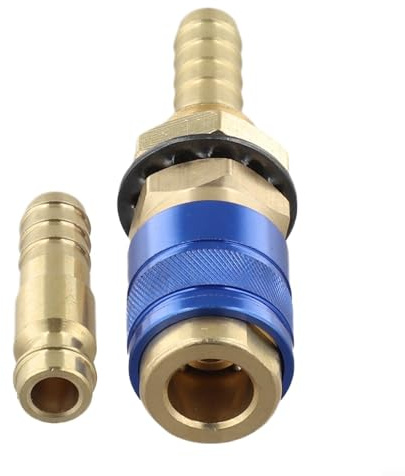 Messing Schnellverbindung, 8 mm Rohr, Wasseranschluss für Schweißgerät, WIG-Taschenlampe, blau-rote Schlauchkupplung, 6 Stück, Werkstattwerkzeug (blau)
