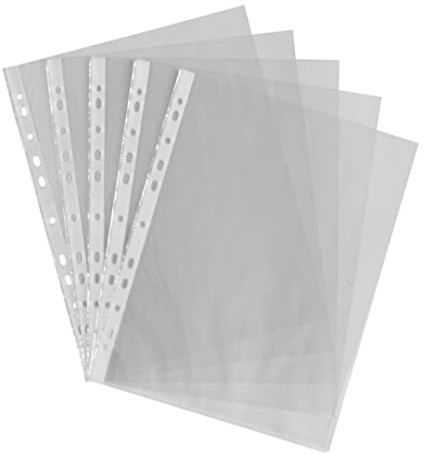 100 Uds. Carpetas de anillas de plástico transparente A4 con bolsillos perforados transparentes, carpetas archivadoras, Protector de hojas para oficina