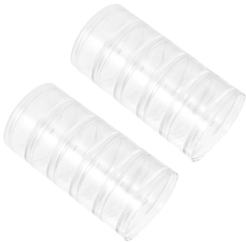 SOLUSTRE Cajitas Redondas de Plástico Transparentes para Almacenamiento, 2 Piezas Resistentes y Apilables Tapa, Ideales para Joyería Pequeña y Pendientes