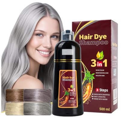 Shampoing Colorant Pour Cheveux Argent 3 En 1, 10 Minutes Shampoing Colorant Pour Cheveux, Colorant Magique Pour Cheveux, Pour Hommes Et Femmes, Restore Lustrous (Silver)