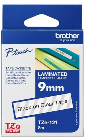 Brother TZ-121 Laminated Tape schwarz auf farblos 9 mm x 8 m