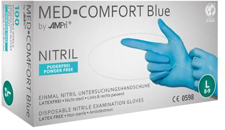 Nitrilhandschuhe EN420, EN374, EN455 Gr. XL Nitril, puderfrei rechts u.links passend