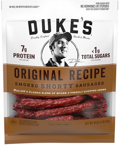 Duke's Pork Original Smoked Shorty Sausages, 7g Protein Per Serving, 16 oz.