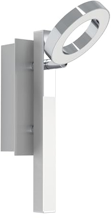 EGLO LED Wandlampe Cardillo, Wandleuchte, Wandstrahler aus Alu | Metall und Kunststoff, Wohnzimmerlampe in Chrom, LED Flurlampe warmweiß