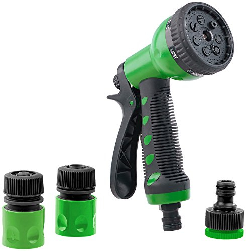 Royal Gardineer Handbrause: Gartenschlauch-Brausen-Set mit 9 Strahl-Einstellungen und 3 Adaptern (Gartenschlauch Zubehör, Handbrause für, Garten Bewässerung)