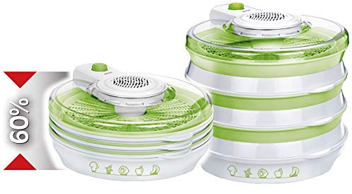 MPM MSG-06 Deshidratador de Alimentos plegable, 6 Bandejas de 30 cm, 2 Niveles de Potencia, frutas, setas y verduras, 400W