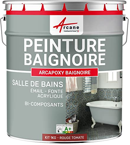 Renovierungs-Harz für Badewannen, Waschbecken, Emaille, Badezimmer - ARCAPOXY BADEWANNE RAL 1013 - Tomatenrot - 1 kg (bis zu 3 m² in 2 schichten)