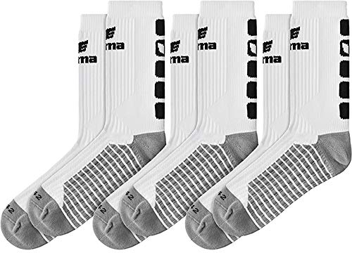 Erima Unisex Kinder Pakke med 3 klassisk 5-c Socken, Weiß/Schwarz, 31-34 EU