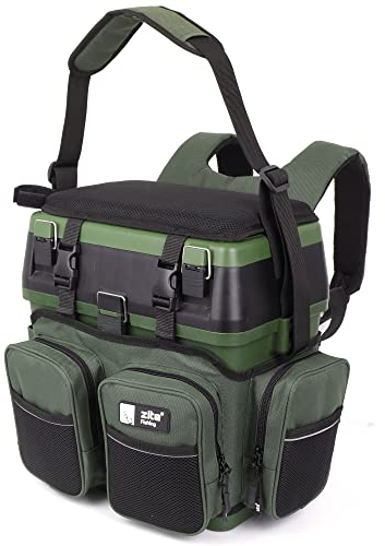 Zite Fishing [Multi Angelkoffer-Rucksack & Sitz-Kiepe in 1] Angeltasche inklusive 4x Tackle-Angelbox für Angelzubehör im Deckel, Angeltasche mit Boxen Angel Tasche Angeltaschen Angelrucksack mit Boxen