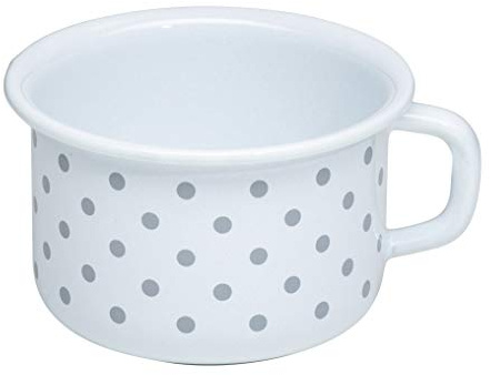 Riess, 0299-066, Kaffeeschale Ø 10cm, PÜNKTCHEN GRAU, Vol. (rec.): 0,4 Liter, Made in Österreich, LBH: 13,5x11,6x7,2cm, 238,000kg, Deckel, Induktionskocher kompatibel, Gasherd geeignet, Ofenfest