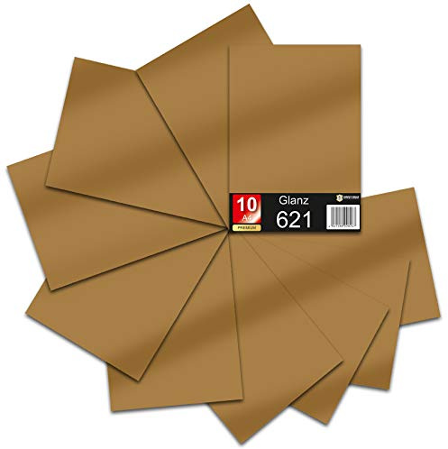 Din A4 Bogen 30x21cm 621/631 Plotterfolie Folie Vinyl Autofolie (092 Kupfer, 10er Set 621 Glanz)
