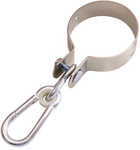 ROG garden-line 2 x Schaukelschelle mit Karabinerhaken Ø 10 cm für Rundbalken Stahl verzinkt drehbar Schaukelhaken für Schaukelgestell Garten