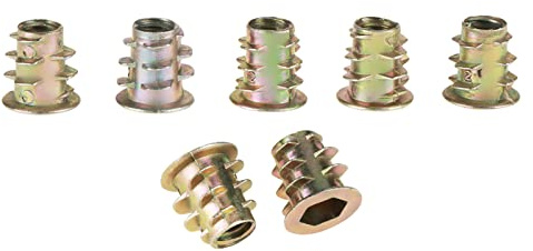 Aramox Écrou à tête hexagonale insérer des écrous pour le bois, 50 pièces en alliage de Zinc écrous de meubles à tête hexagonale en alliage de zinc fileté M5 * 10mm pour insert en bois