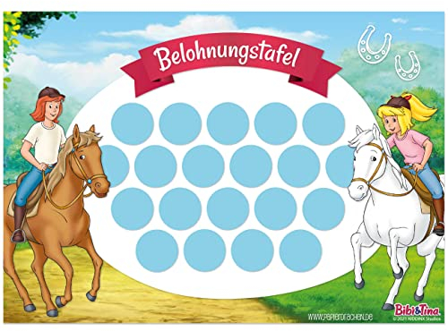Papierdrachen Belohnungstafel Set für Kinder als Abreißblock 10 Blatt - Motivierendes Konzept als Erziehungshilfe - mit tollen Stickern für Jungs und Mädchen - Motiv Bibi und Tina Set 3