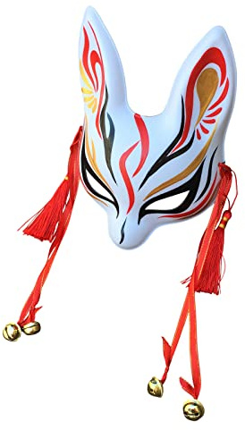YangYong Little Bunny Kitsune Maske, traditionelles japanisches Cosplay Kaninchen Fuchs Kabuki Maske Kimono Kostüm Zubehör Raumdekor