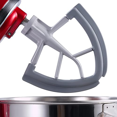 Lawenme Frusta Flex Edge per mixer Kitchenaid, con testa inclinabile, in silicone, flessibile, da 4,5 a 5 litri, grigio
