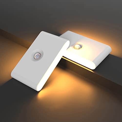 ACMHNC LED Nachtlicht mit Bewegungsmelder, 2 Stück USB-C Aufladbare Nachtlampe Kinder Sensor Licht Auto ON/OFF Warmweiß Magnetische Lampe Schlafzimmer Schrank Garage Treppe Up Down Wand Beleuchtung
