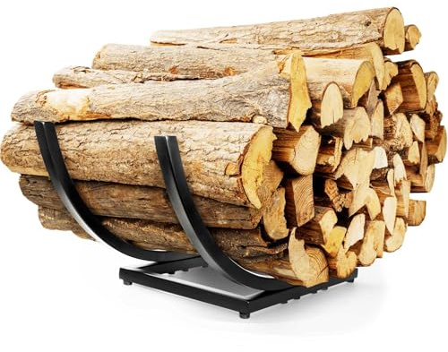 Qiang Ni Kaminholzhalter: 55,9 cm gebogenes Kaminholzregal Log Storage Holder - Metallkamin Zubehör für Outdoor Indoor Hof Terrasse Garten