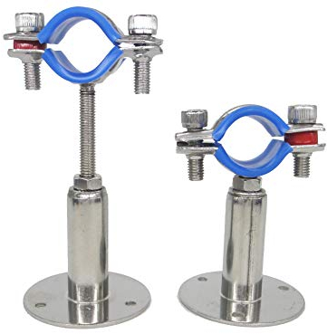 Collier de serrage réglable en hauteur en acier inoxydable - Montage mural/au plafond pour tubes de 25 mm à 27 mm, support de tuyau inoxydable à charge lourde avec matériel de fixation, lot de 2