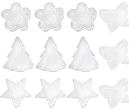 Colcolo 12x Teelichthalter Aus Durchsichtigem, Weihnachtsbaum, Stern Und Schmetterlingsformen, Teelichtformen, Halter für Selbstgemachte Kerzen