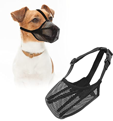 FWLWTWSS Maulkorb mit Abgerundetem Mesh und Verstellbarer Schlaufe für Kleine, Mittlere und Große Hunde - Verhindert Beißen, Kauen und Bellen (XS)