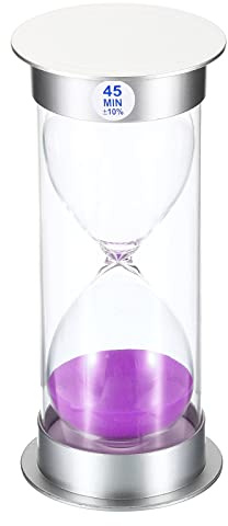 PATIKIL 45 Minutos Arena Temporizador, Arena Reloj con Plástico Cubierta Cuenta Regresiva Arena Vidrio para Juegos, Cocina, Fiesta Recuerdos Bricolaje Decoración, Púrpura Arenas