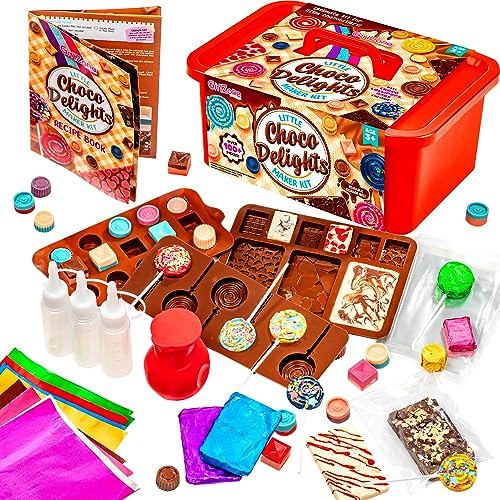 Little Choco Delights Maker Kit: Fabrica tus Bombones, Barras y Piruletas de Chocolate con Moldes de Silicona