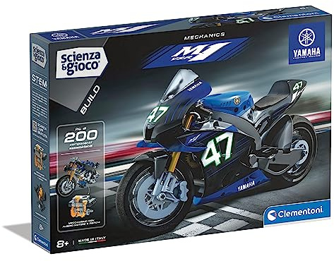 Clementoni - 19294 - Wissenschaft und Spiel Build - Yamaha M1, Miniatur-Motorradmodell, mechanisches Labor, Motorrad zum Bauen für Kinder ab 8 Jahren (Spiel in Italienisch), Made in Italy