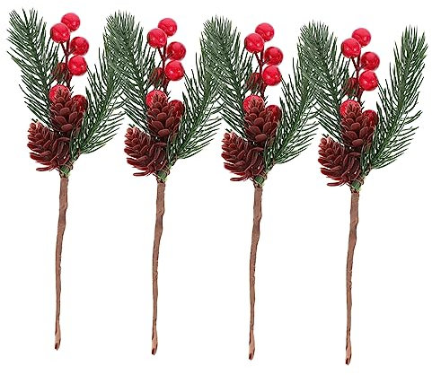 LIFKOME 4stücke Künstliche Beerenzweige Für Weihnachtsbaumdekoration Fake Berries Für Blumenarrangements Und Tischdekorationen Für Hochzeiten Und Festlichkeiten