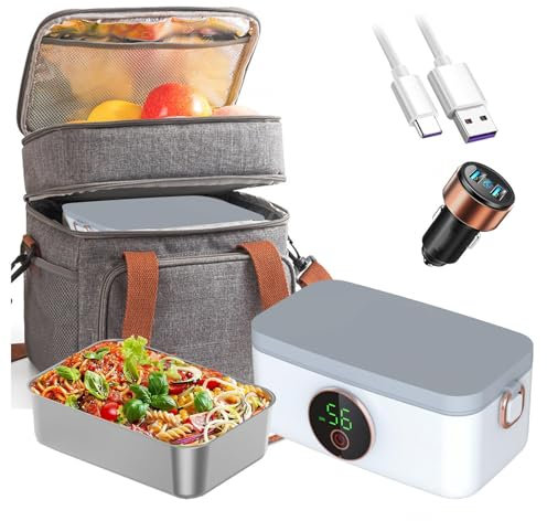 MeLtor Fiambrera Electrica Coche Recargable E Inalámbrico, Corta Fiambrera Casa Portátil Y Con Batería De 16000 mAh, Corta Fiambrera Profesional