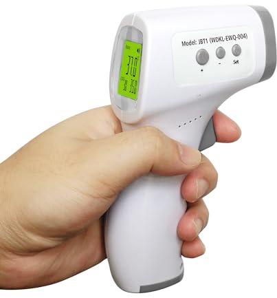 Contactless Infrared Forehead Thermometer – Adults & Kids Battery Powered Fast, Accurate & Hygienic Non-Contact Temperature Reader with LCD Display, Audible & Visible Alerts - H16 x W9.5 x D4.6cm