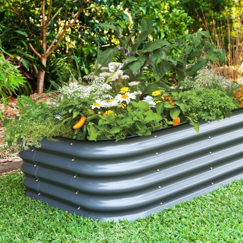 Original Veggie Bed Raised - Vegetable Flower - Steel Planter Trough Grow Bed Box Set up Six Shapes - Outdoor - Herb Garden - 2x 6 In 1 Chrome Raised Bed by Thompson and Morgan (2)