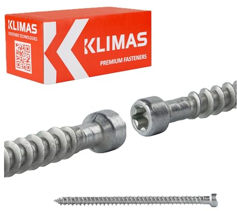 KLIMAS Holzbauschrauben Konstruktionsschrauben Vollgewinde Zylinderkopf ETA (50 Stück - Ø8mm x 160mm TX40)
