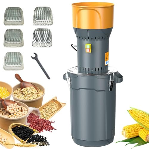 Molinillo eléctrico de grano, molinillo de maíz eléctrico de 25/50 L, molinillo de grano de trigo de 1300 W con 5 modos de filtro, pulverizador de cereales para molinos de granos agrícolas, pienso