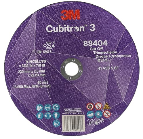 Disco da Taglio 3M Cubitron 3, 88404, 36+, T41, 230 mm X 2.5 mm X 22.23 Mm, En, 25/Pack